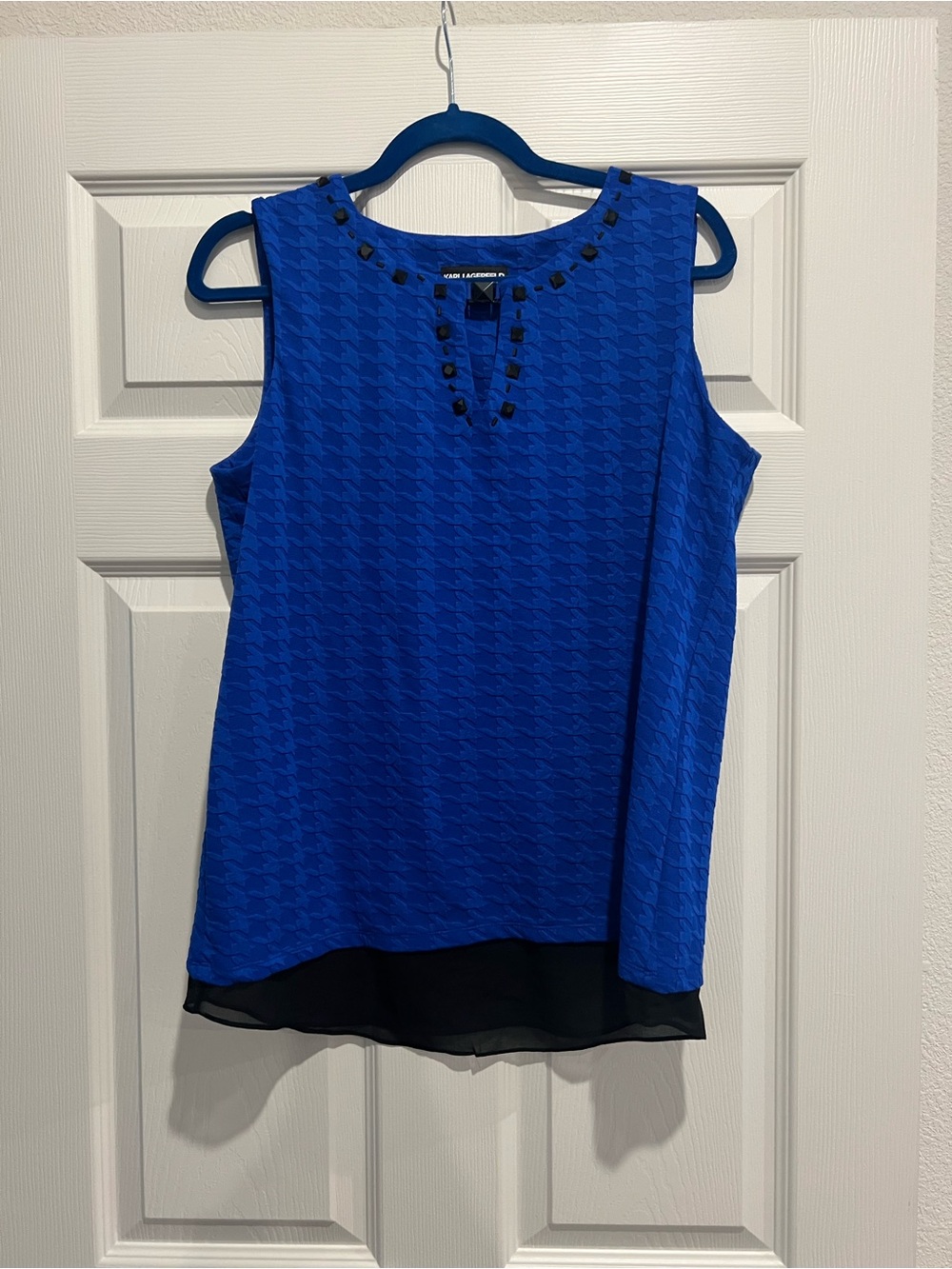 Karl Lagerfeld Cobalt Blue Sleeveless Embellished Camisole